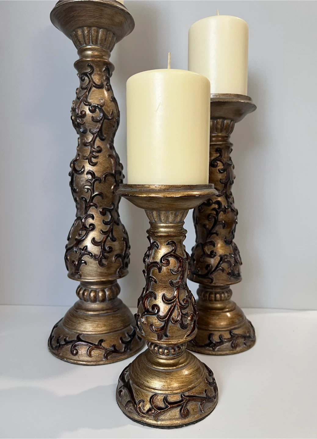 3-Piece Ornate Candle Holder Set - photo 2