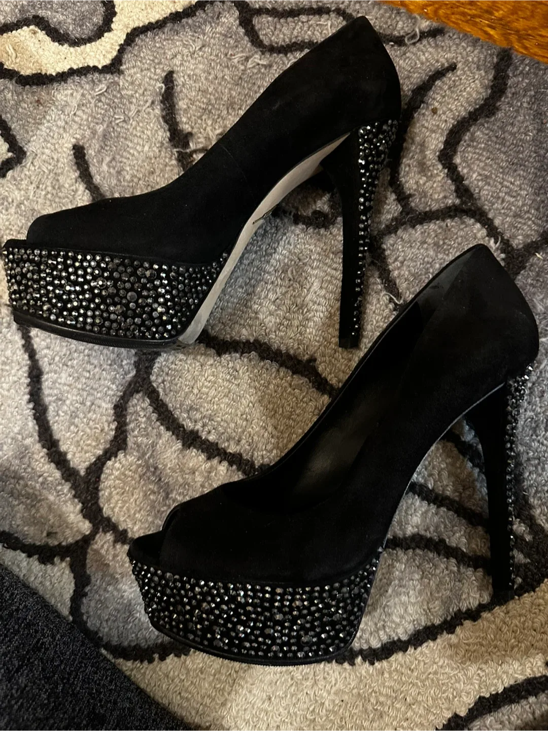 Brian Atwood Black Suede Heels - Size 8 image indicator(2)
