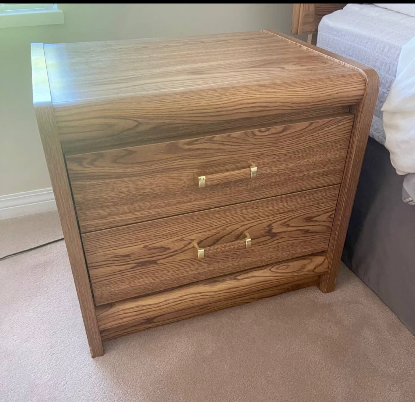 Solid Wood Nightstand with 3 Drawers x 2