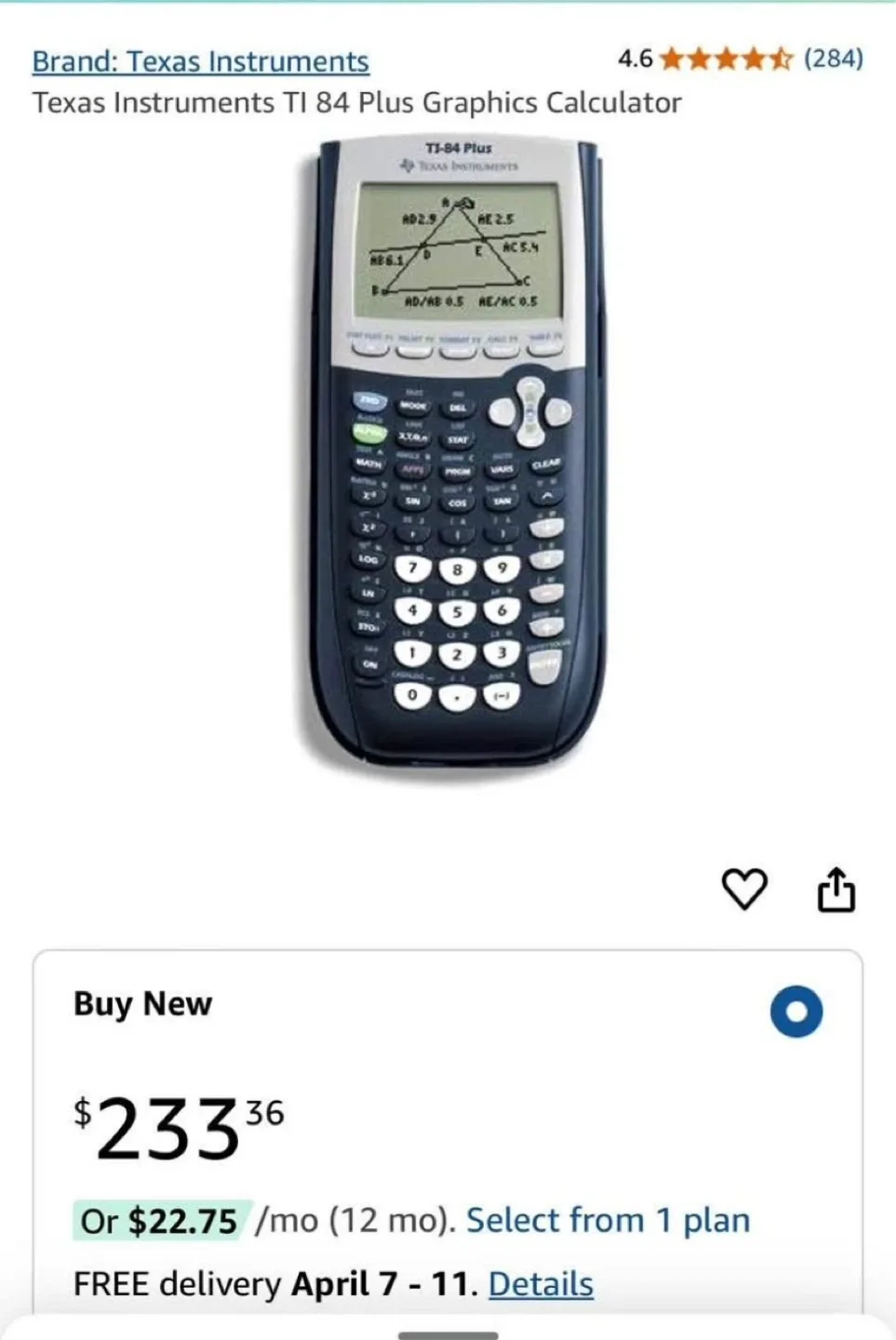 🥕 Texas Instruments TI-84 Plus Graphics Calculator thumbnail