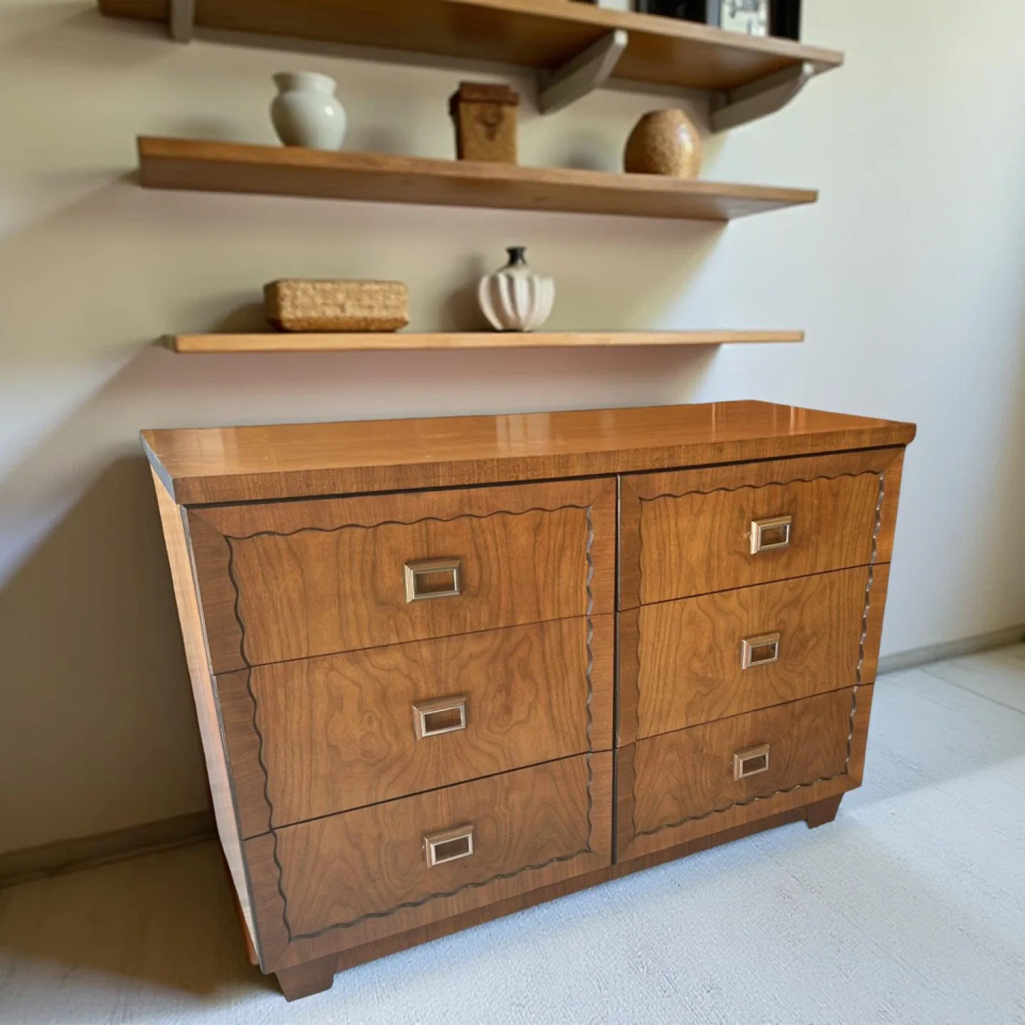 Vintage Art Deco Burl Wood Dresser thumbnail