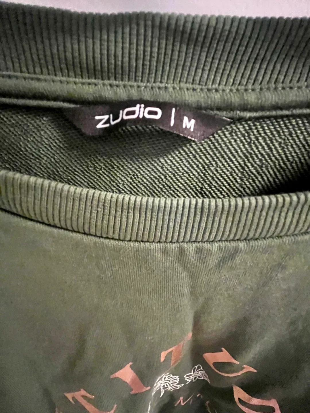 Zudio Olive Green Cropped Sweatshirt - Size M image indicator(3)