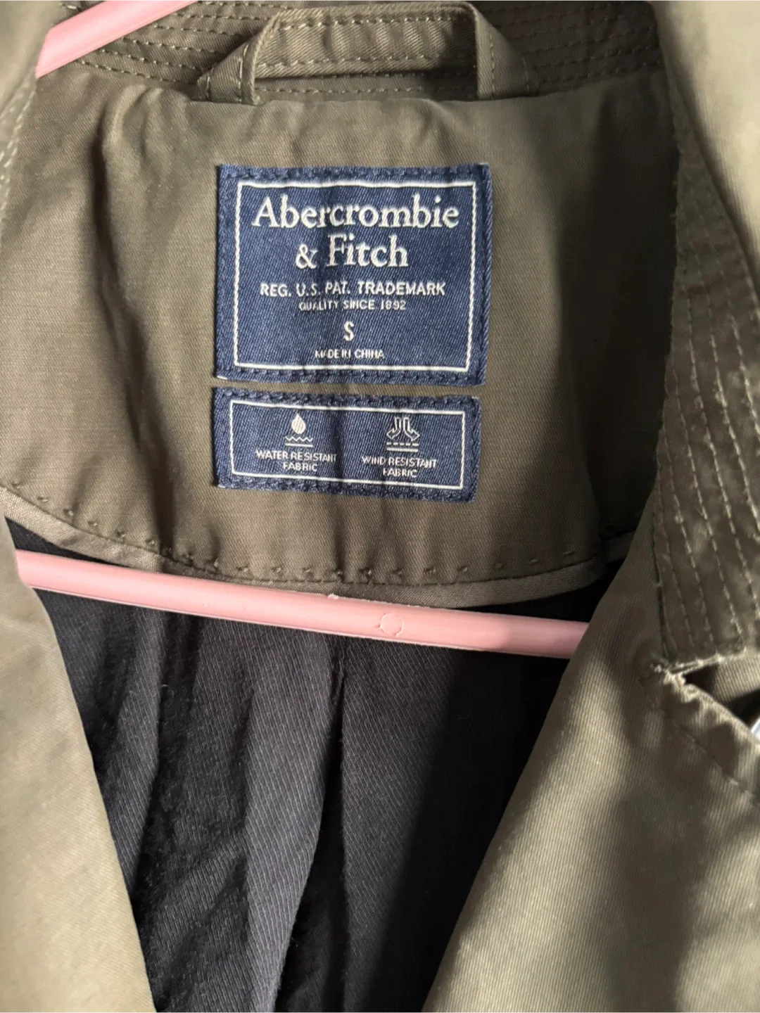 Abercrombie & Fitch Olive Green Trench Coat - Size S image indicator(3)