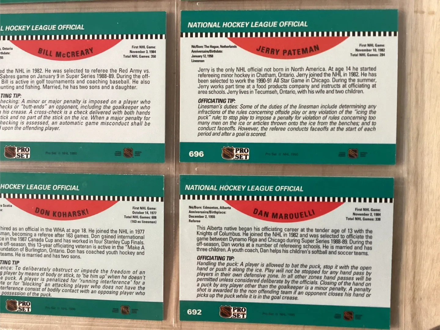 12. 1991 PRO SET NHL REFEREES Trading Cards ! image indicator(9)