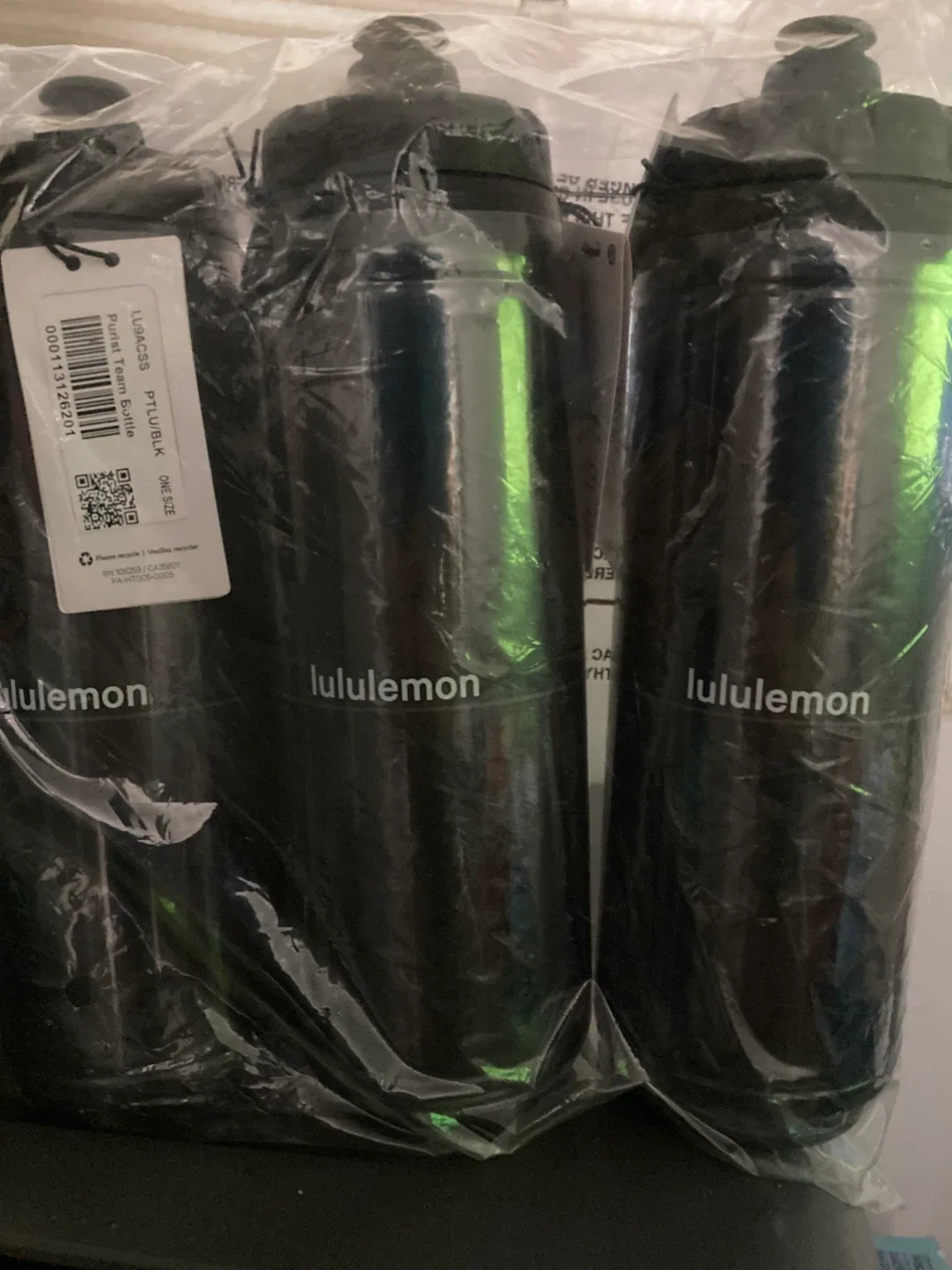 3-pack Lululemon Purist Team Bottle - Black, Brand New thumbnail