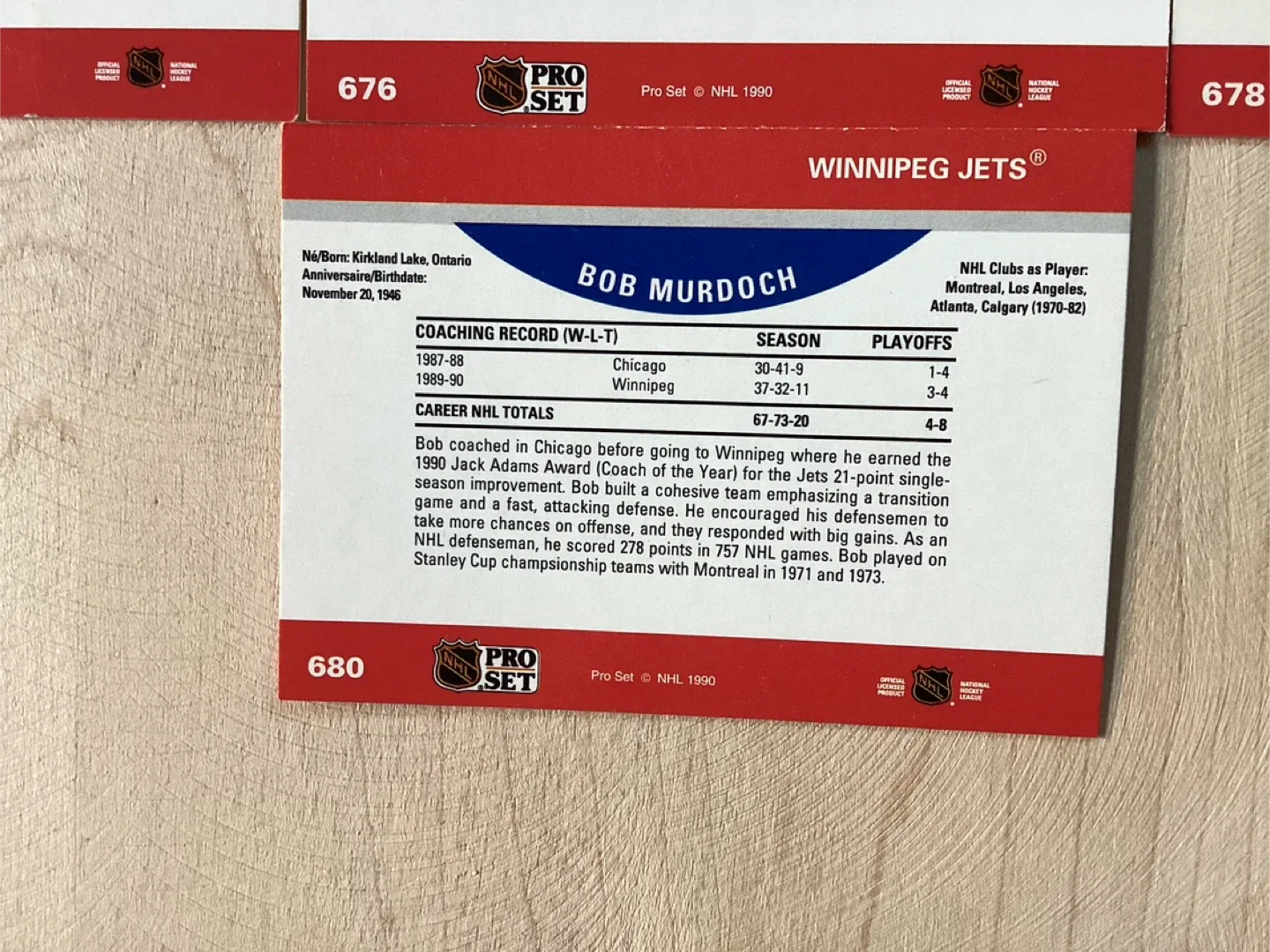 4. 1990-91 PRO SET NHL Head Coaches Cards ! image indicator(10)