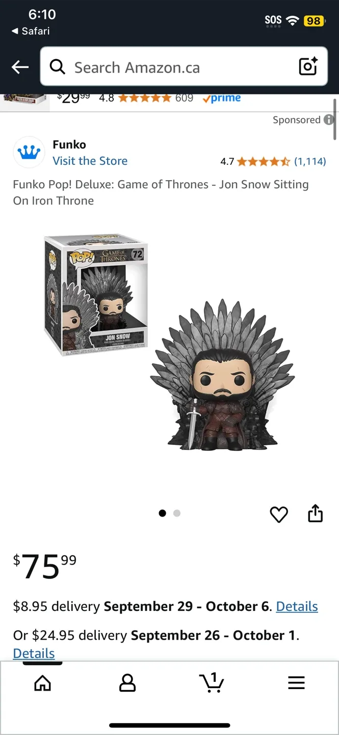Funko Pop! Deluxe: Game of Thrones - Jon Snow image indicator(2)