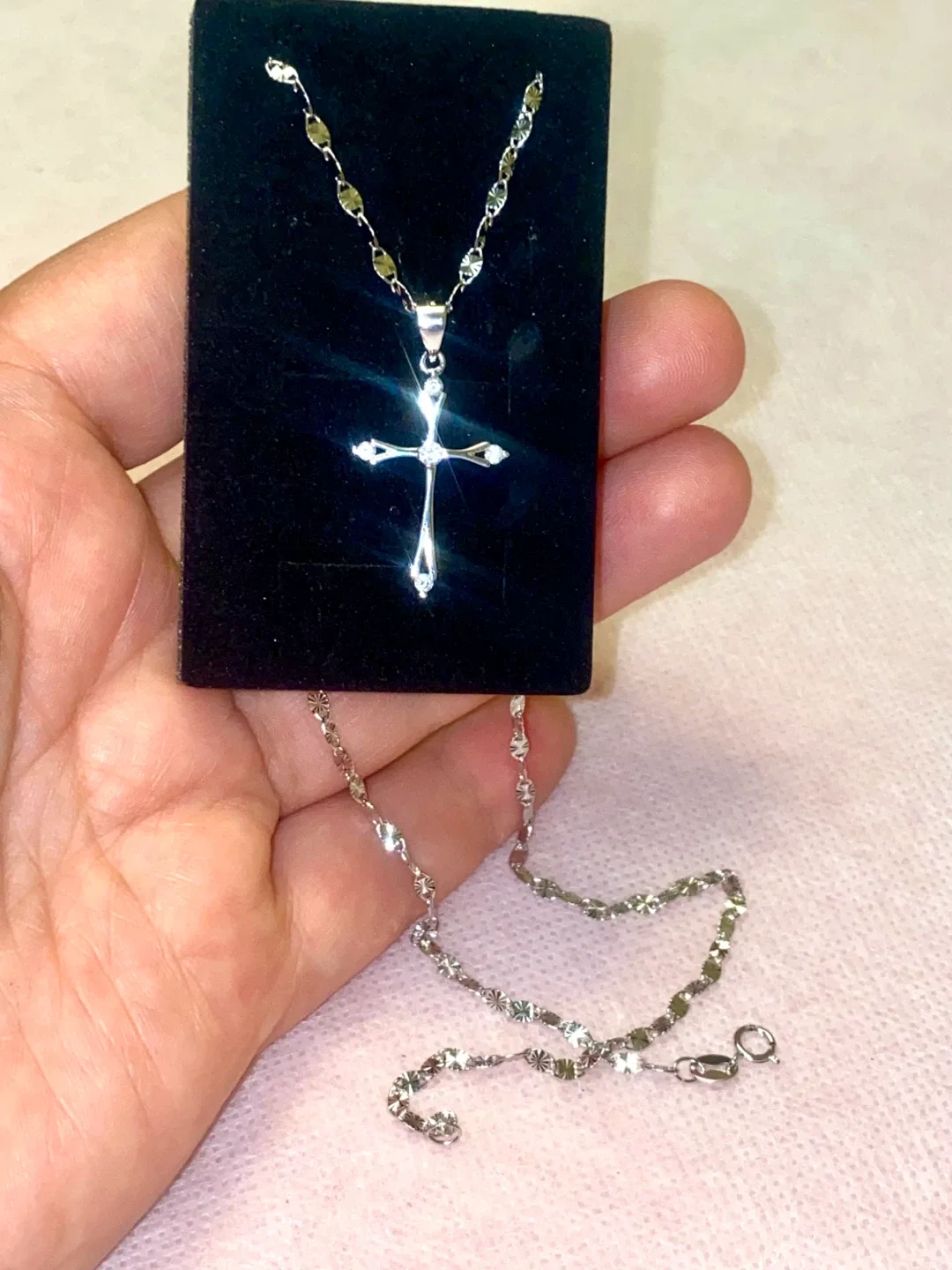 Sterling Silver Cross Necklace, Italy thumbnail