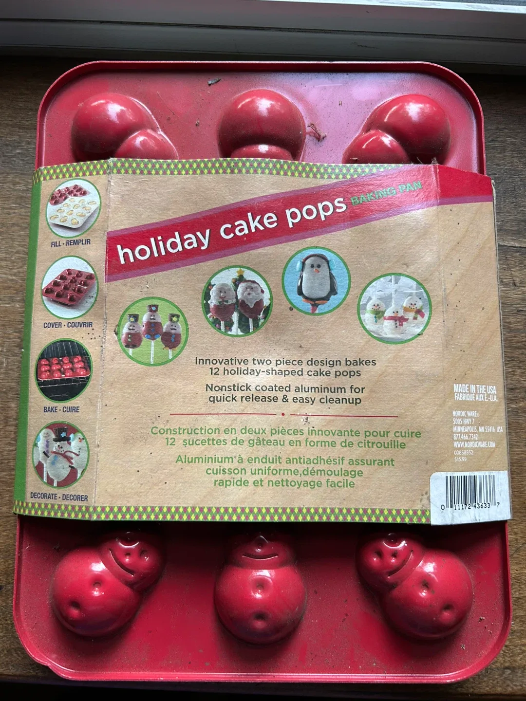 $5 NORDIC WARE SNOWMAN 12 CAKE POPS BAKING NON- STICK PAN Xmas thumbnail
