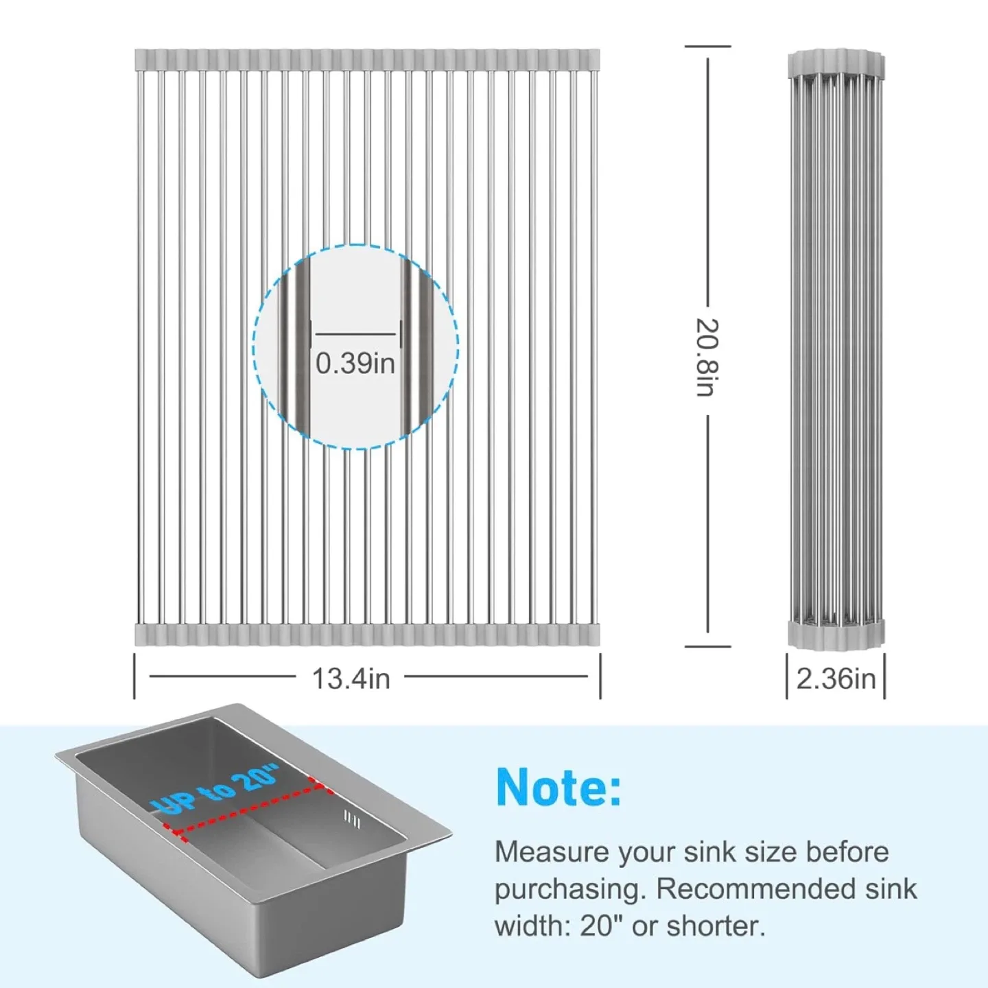 Stainless Steel & Silicone Over The Sink Dish Drying Rack image indicator(2)