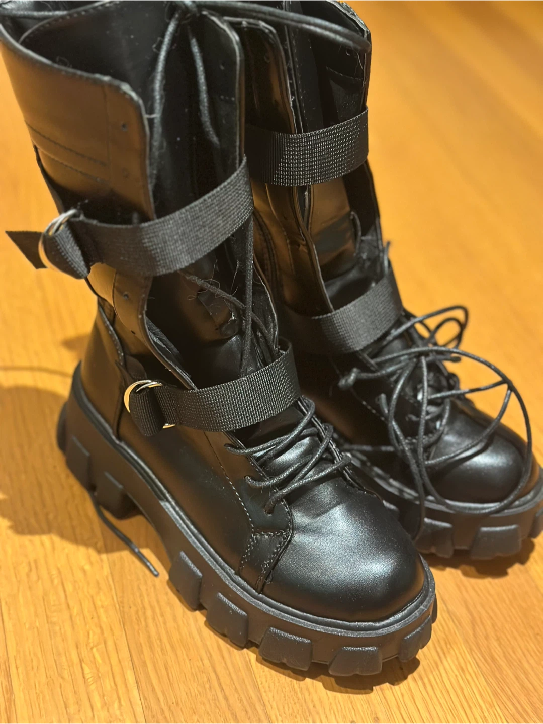 Black Platform Boots, Size 7
