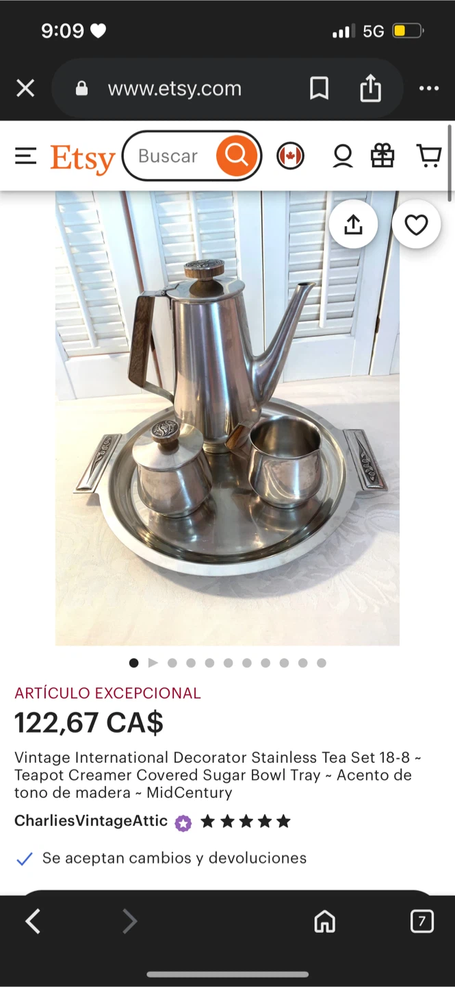 Vintage International Decorator Stainless Steel Tea Set - photo 2
