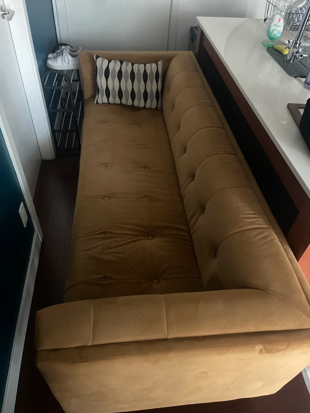 Gold Velvet Tufted Sofa