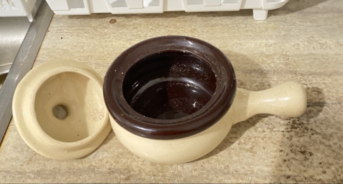 Cream & Brown Ceramic Soup Pot with Lid - photo 2
