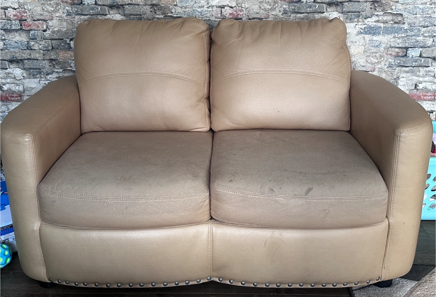 MOVING SALE!! Beige Leather Sofa Set - photo 2