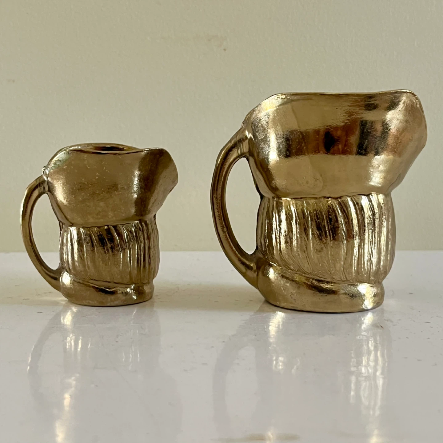 Pair of Tiny Vintage Brass Toby Jugs - photo 2