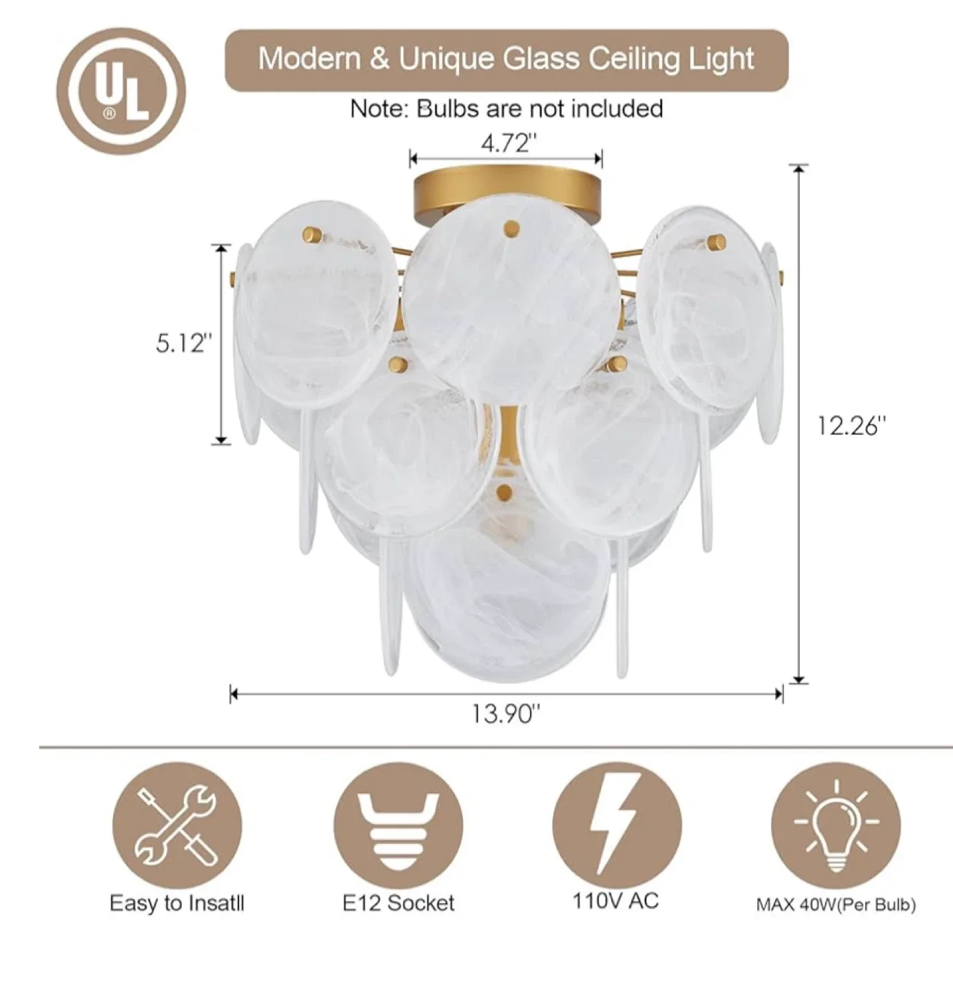 Modern Glass Ceiling Light Fixture image indicator(4)