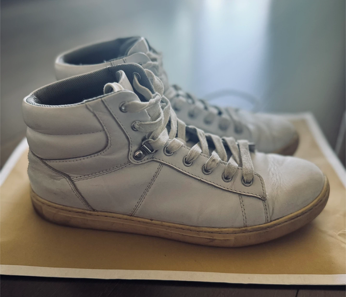White Leather High-Top Sneakers