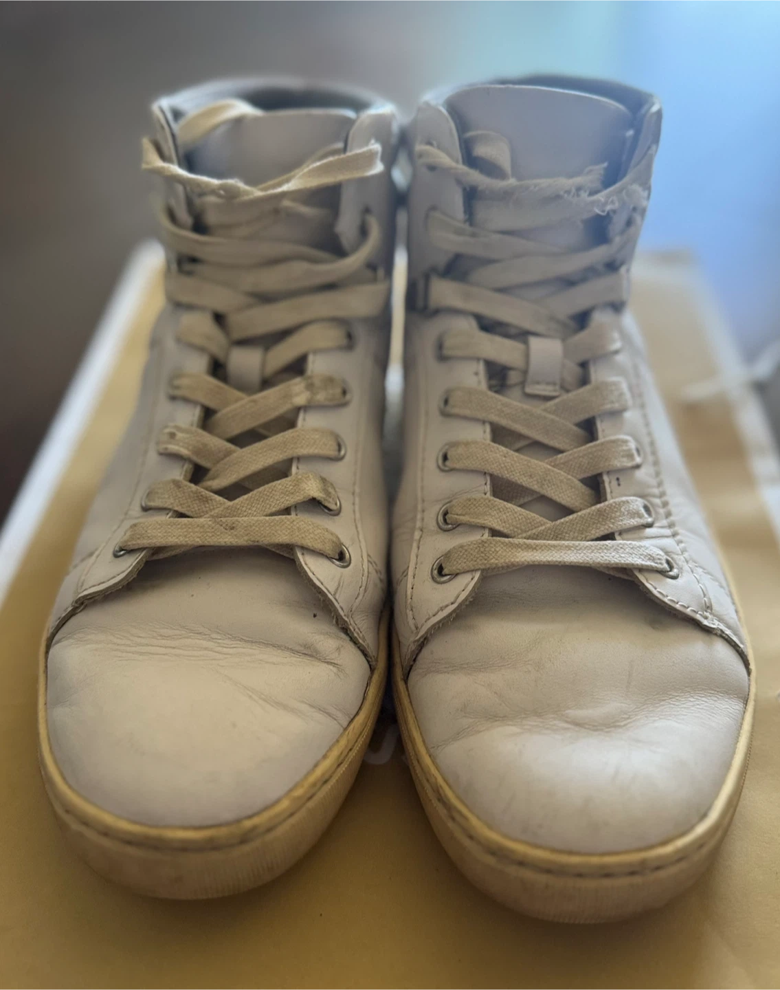 White Leather High-Top Sneakers - photo 2