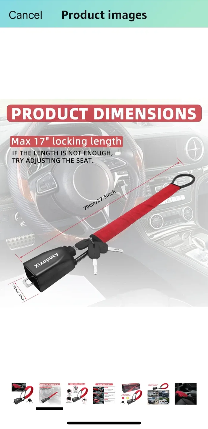 🥕 Car Anti-Theft Lock - Red image indicator(3)