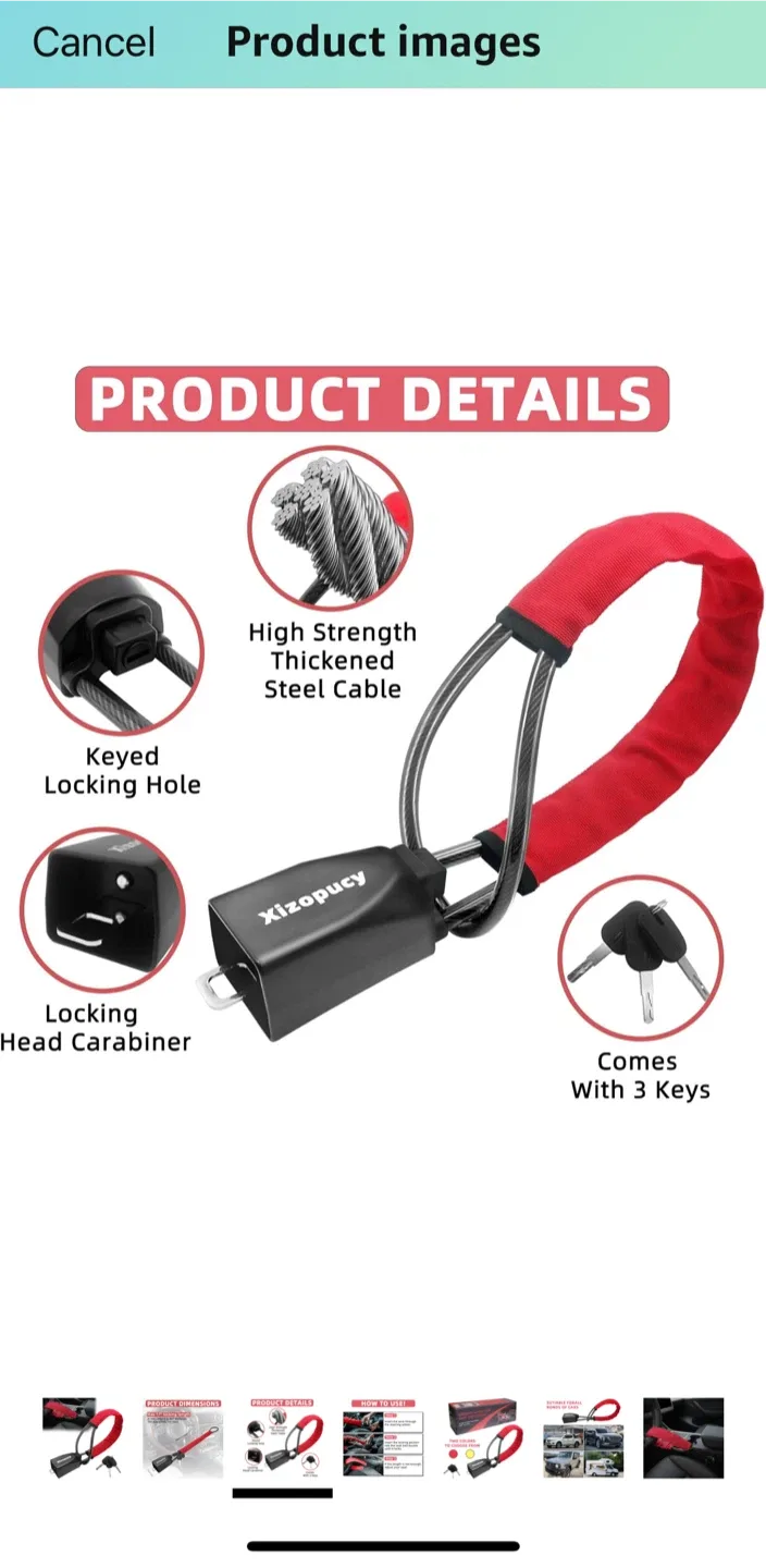 🥕 Car Anti-Theft Lock - Red image indicator(2)