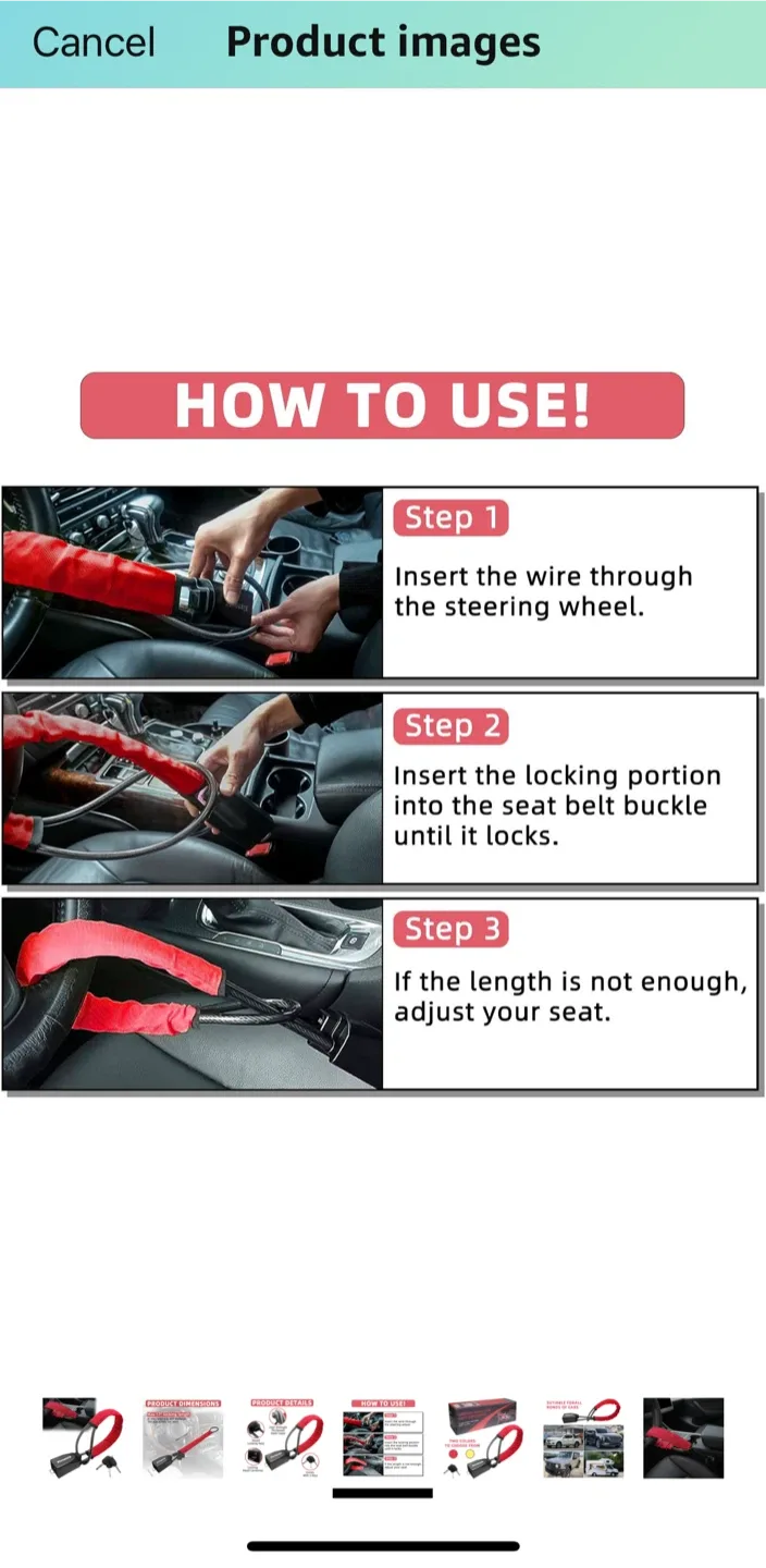 🥕 Car Anti-Theft Lock - Red image indicator(4)