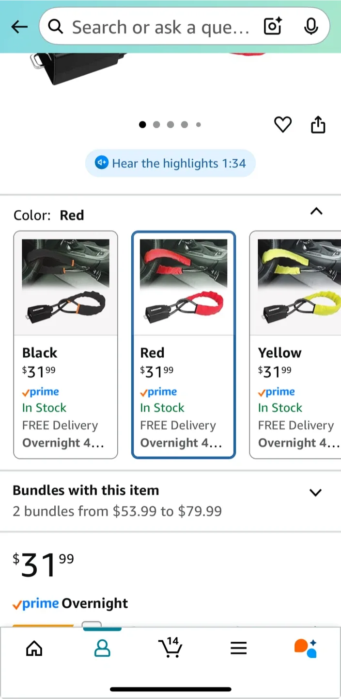 🥕 Car Anti-Theft Lock - Red thumbnail