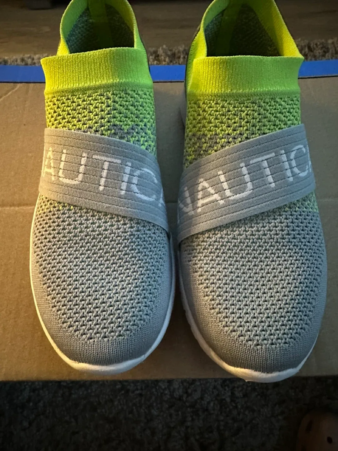 Nautica Grey 🥕& Neon Green Slip-On Sneakers image indicator(2)