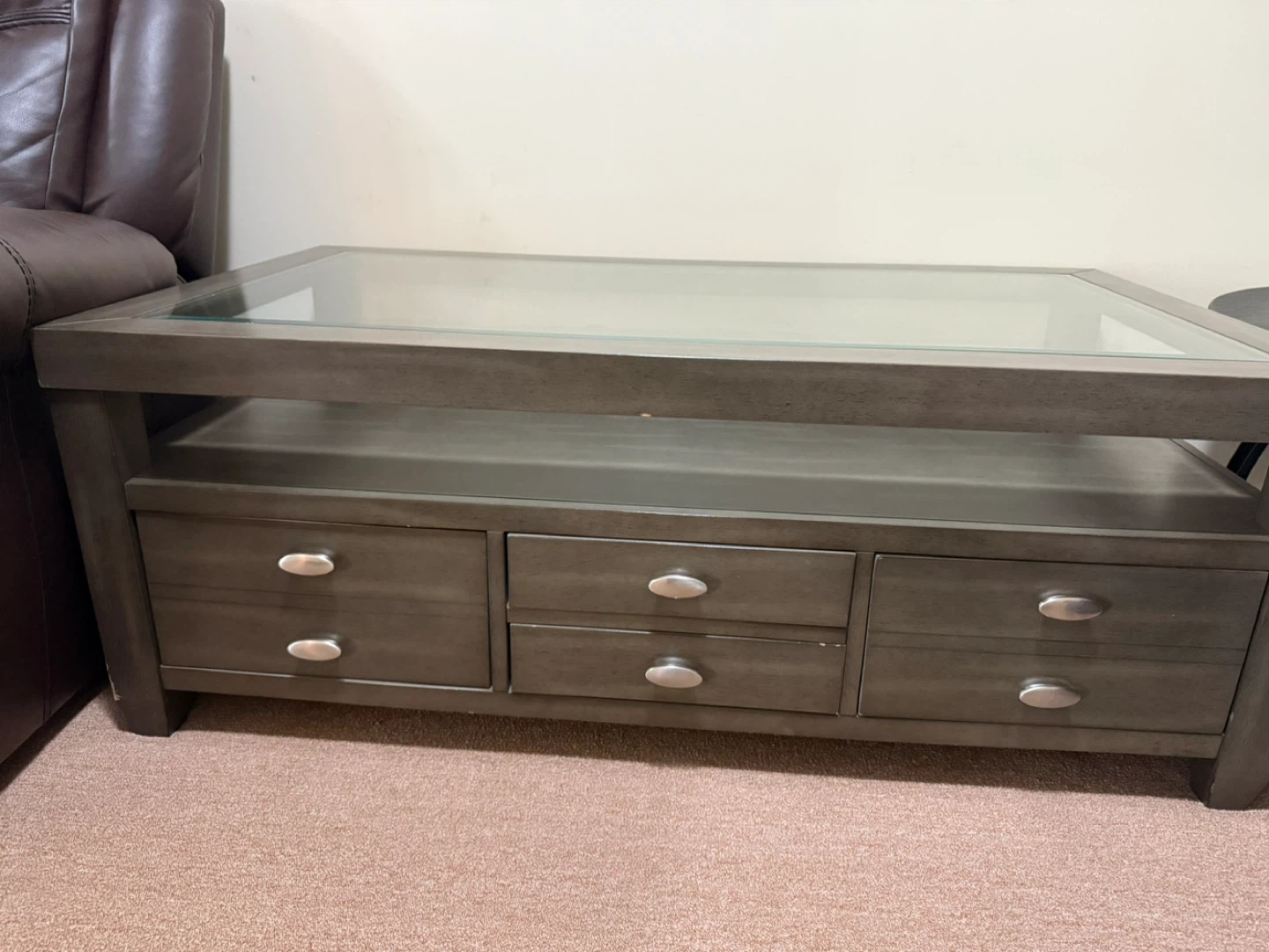 Glass Top Coffee Table with Drawers - photo 3