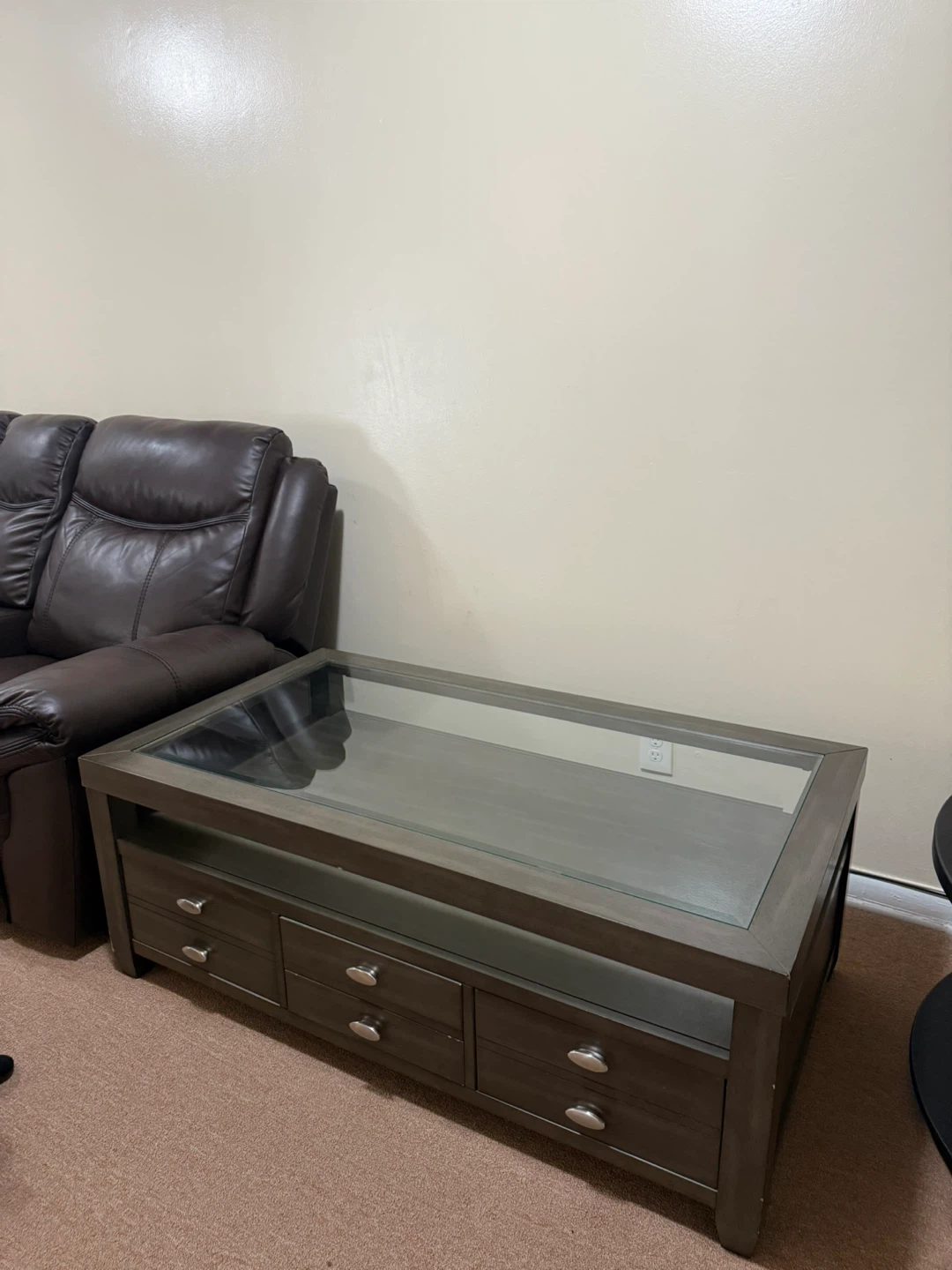 Glass Top Coffee Table with Drawers - photo 2