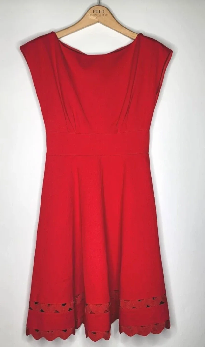 Kate Spade Blushful Red Ric Rac Ponte Dress S image indicator(3)