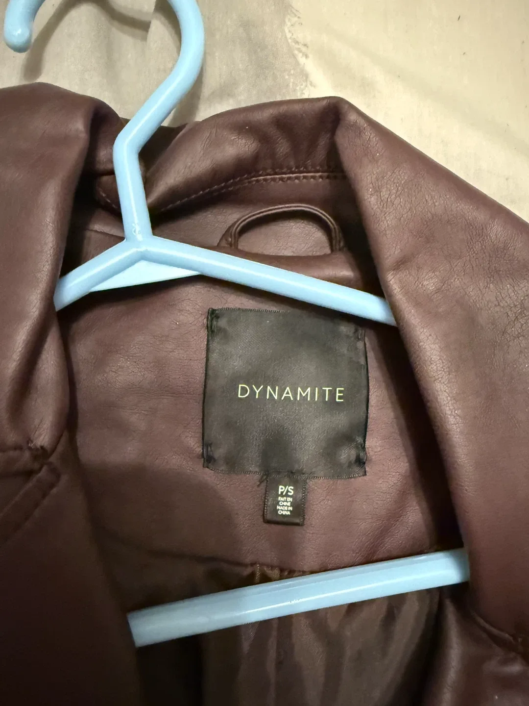 Dynamite Burgundy Faux Leather Jacket - Size Small image indicator(2)