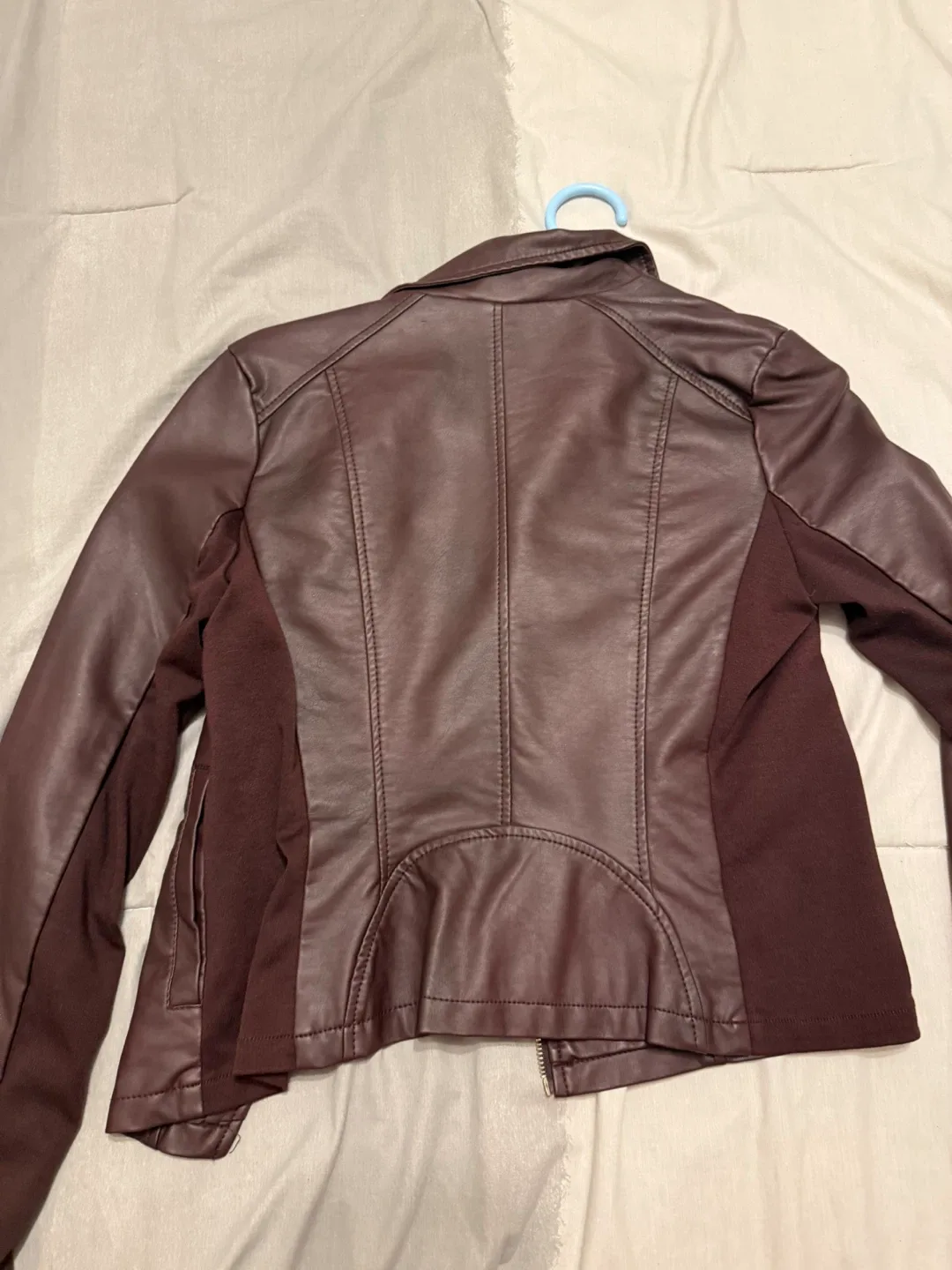 Dynamite Burgundy Faux Leather Jacket - Size Small image indicator(3)