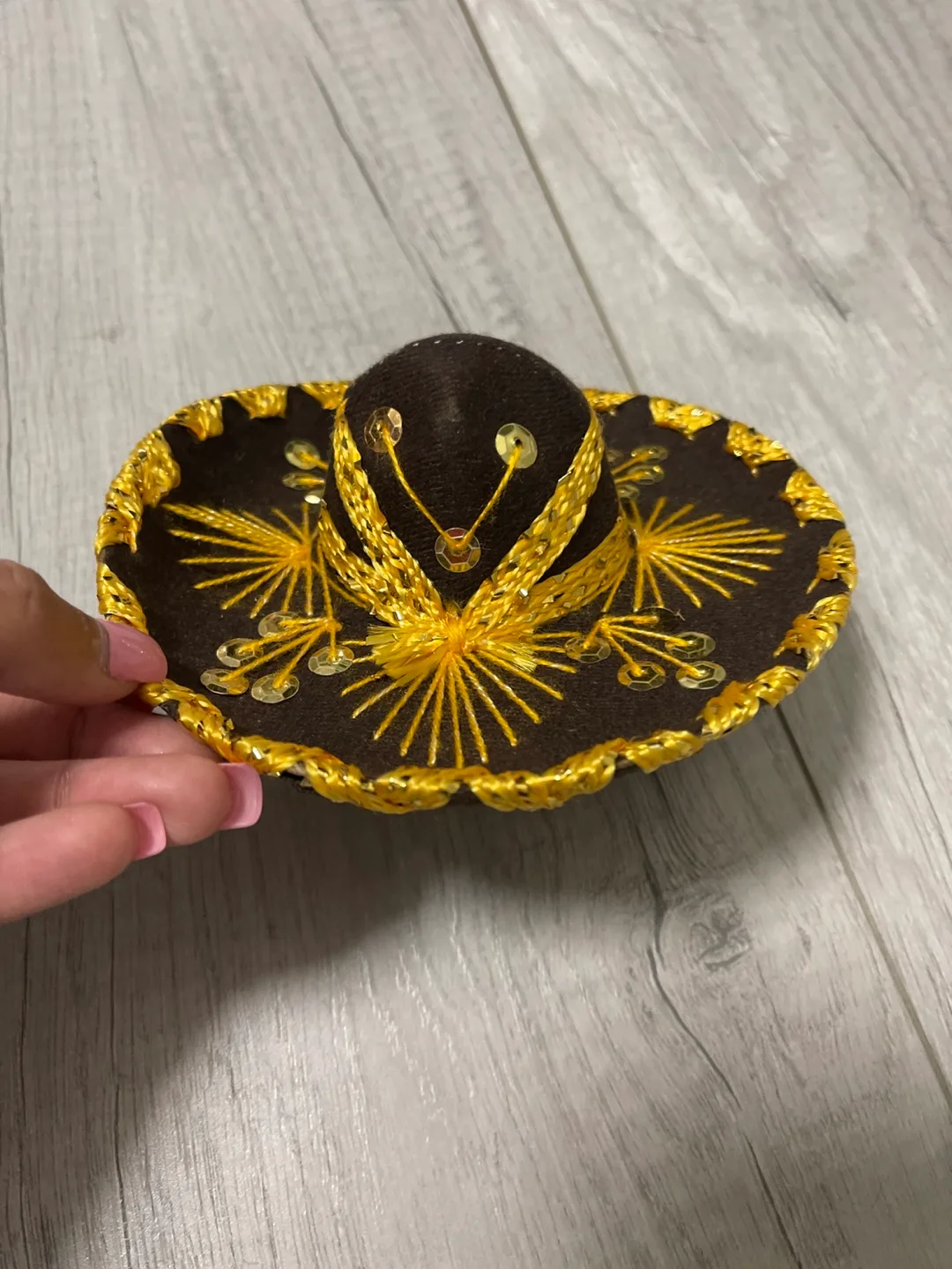 Mini Sombrero Hat - Brown & Gold thumbnail