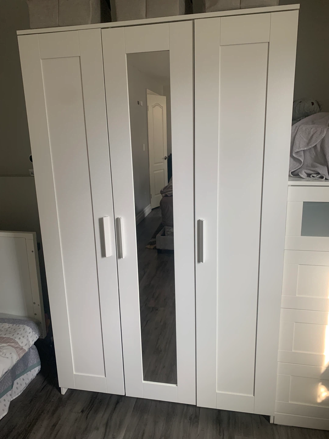 Brimnes Wardrobe - White with Mirror Door