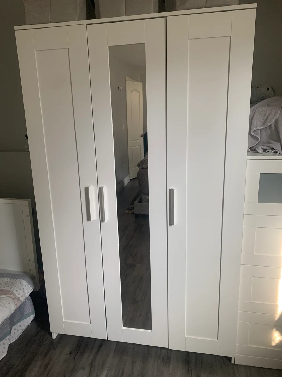 Brimnes Wardrobe - White with Mirror Door thumbnail