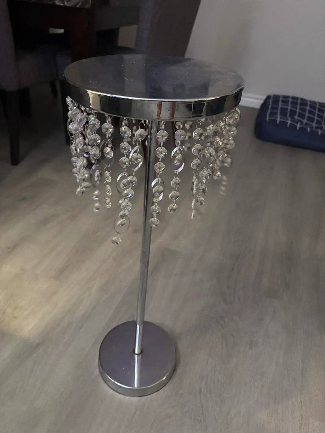 Silver Accent Table with Crystal Beads image indicator(2)