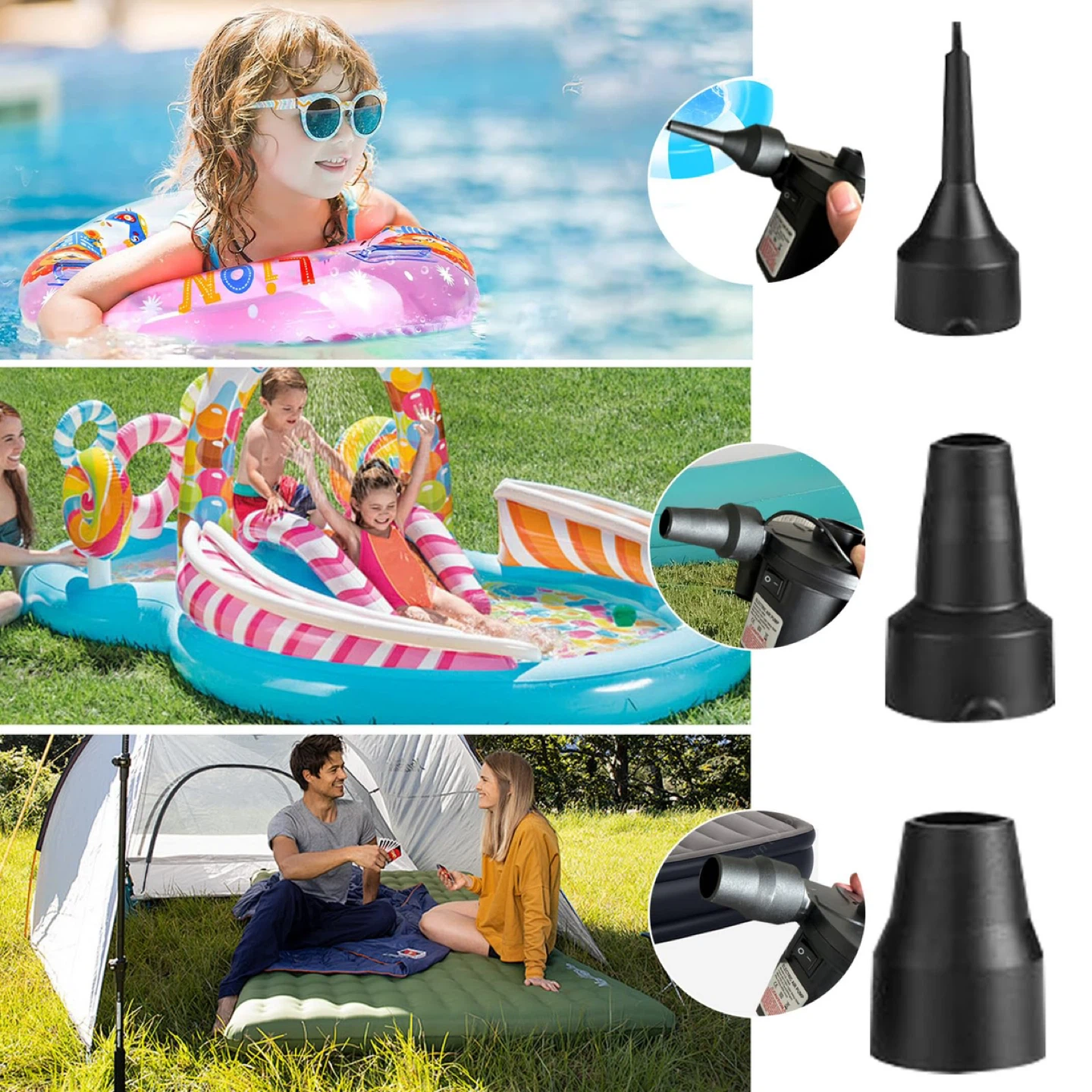 Portable Quick-Fill Air Pump with 3 Nozzles, - photo 3
