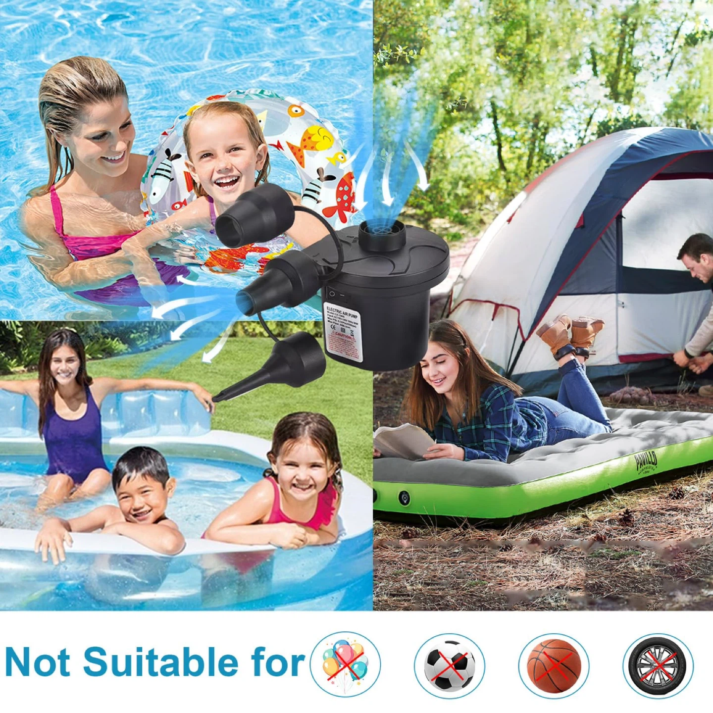 Portable Quick-Fill Air Pump with 3 Nozzles, - photo 2