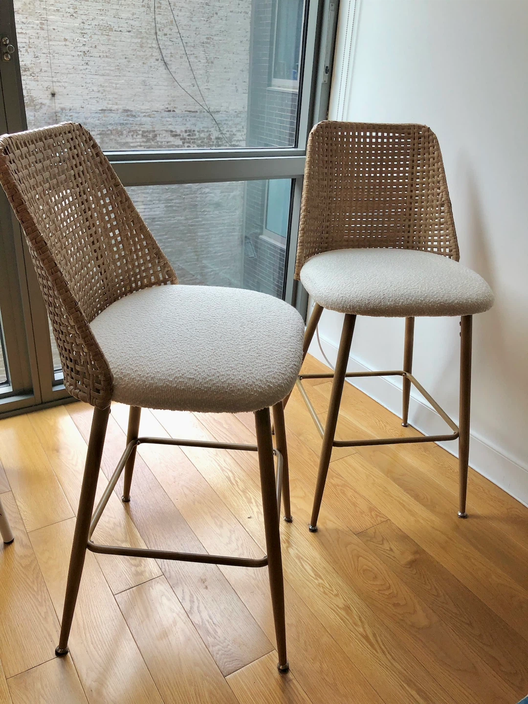 Rattan counter stool set of 2