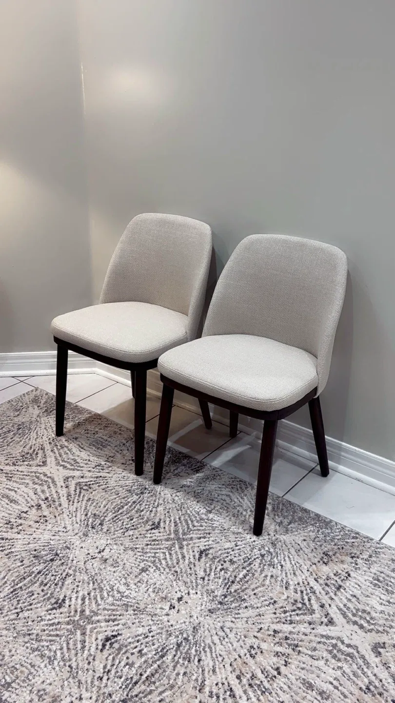 Colamy Dining Chairs, Beige Fabric, Set of 2 thumbnail