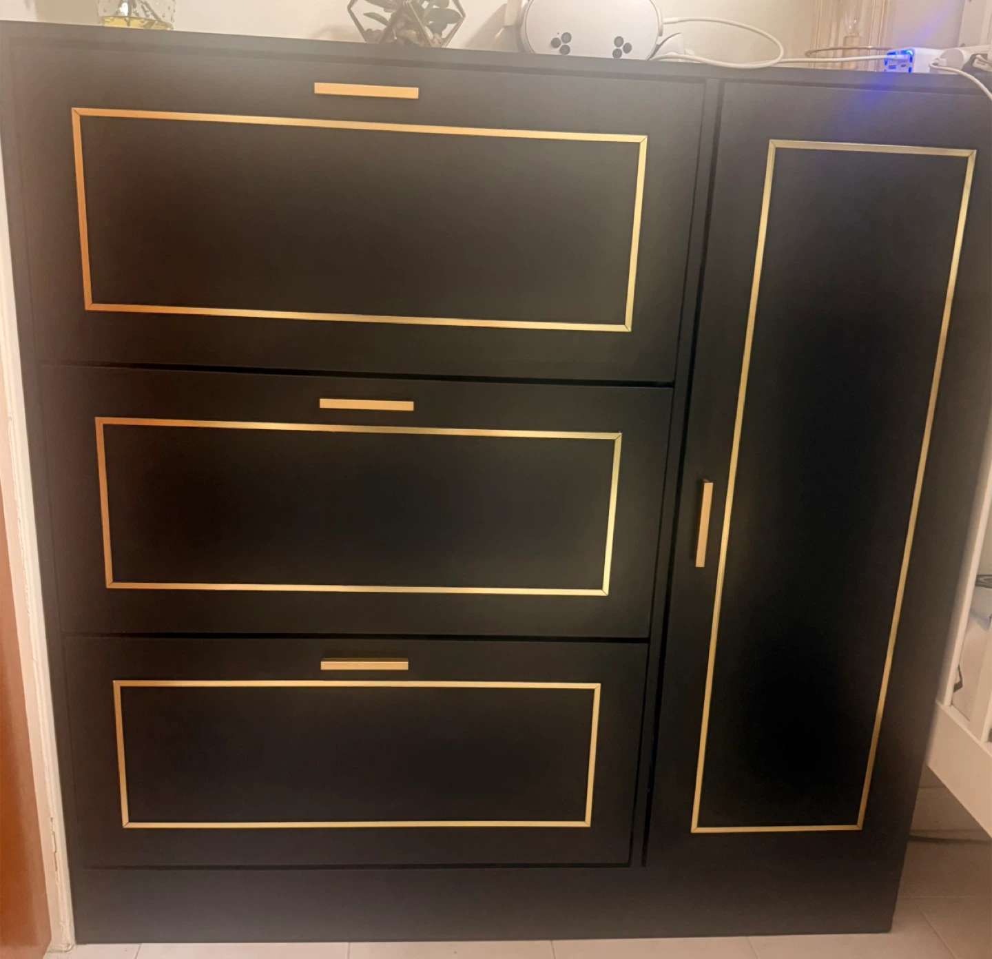 Black Shoe Cabinet with Storage - photo 3