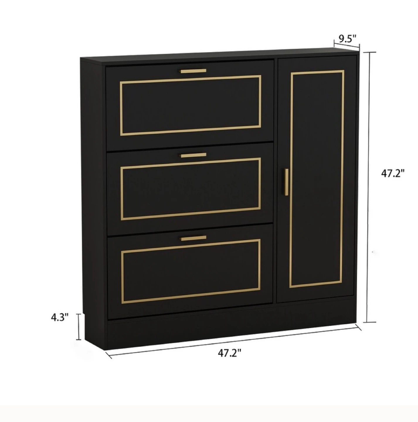 Black Shoe Cabinet with Storage - photo 2