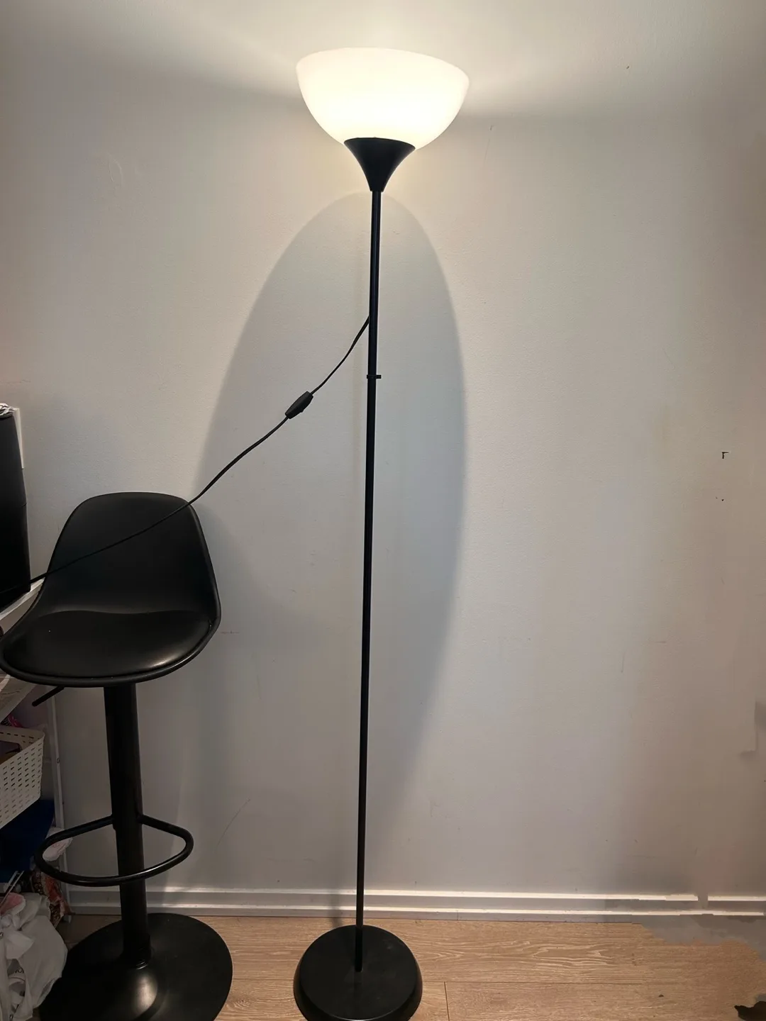 Black Floor Lamp with White Shade thumbnail
