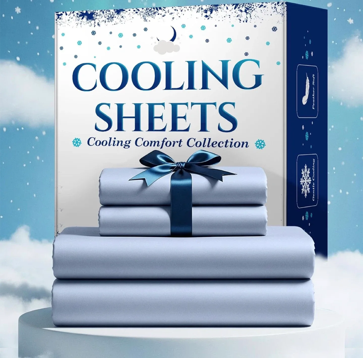Queen size cooling sheets (Temperature Regulating) Light Blue image indicator(2)