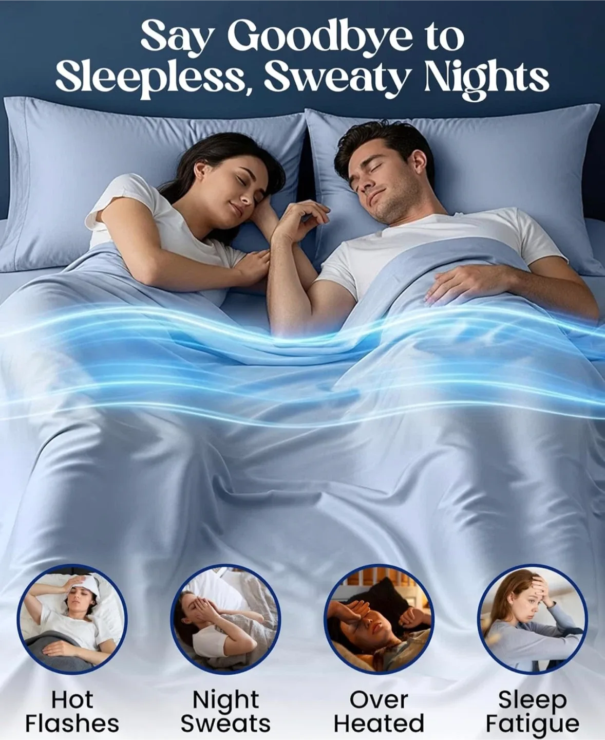 Queen size cooling sheets (Temperature Regulating) Light Blue image indicator(5)