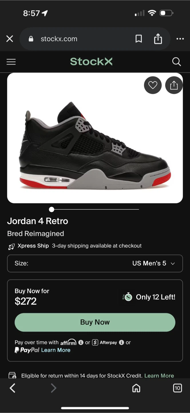 Jordan 4 Retro Bred Reimagined US Men's 5 - photo 3