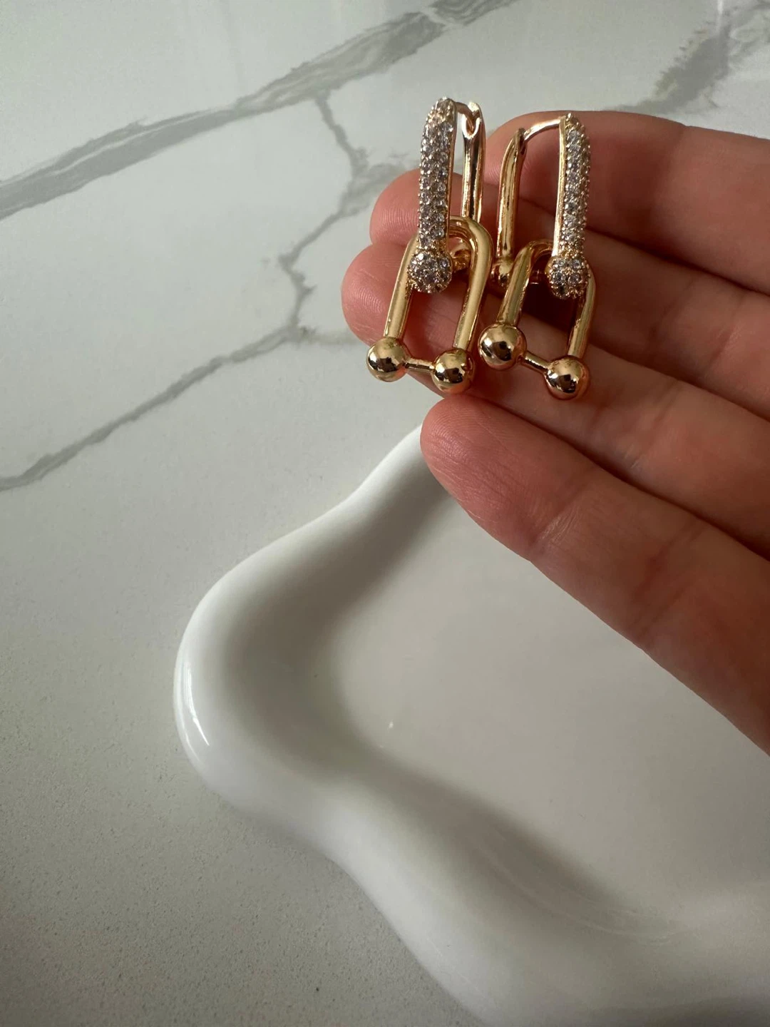 gold plated earrings - photo 2