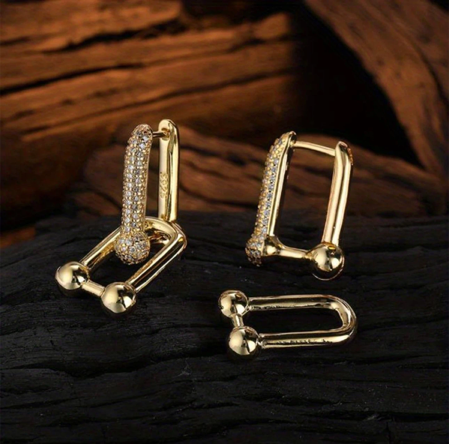 gold plated earrings - photo 3