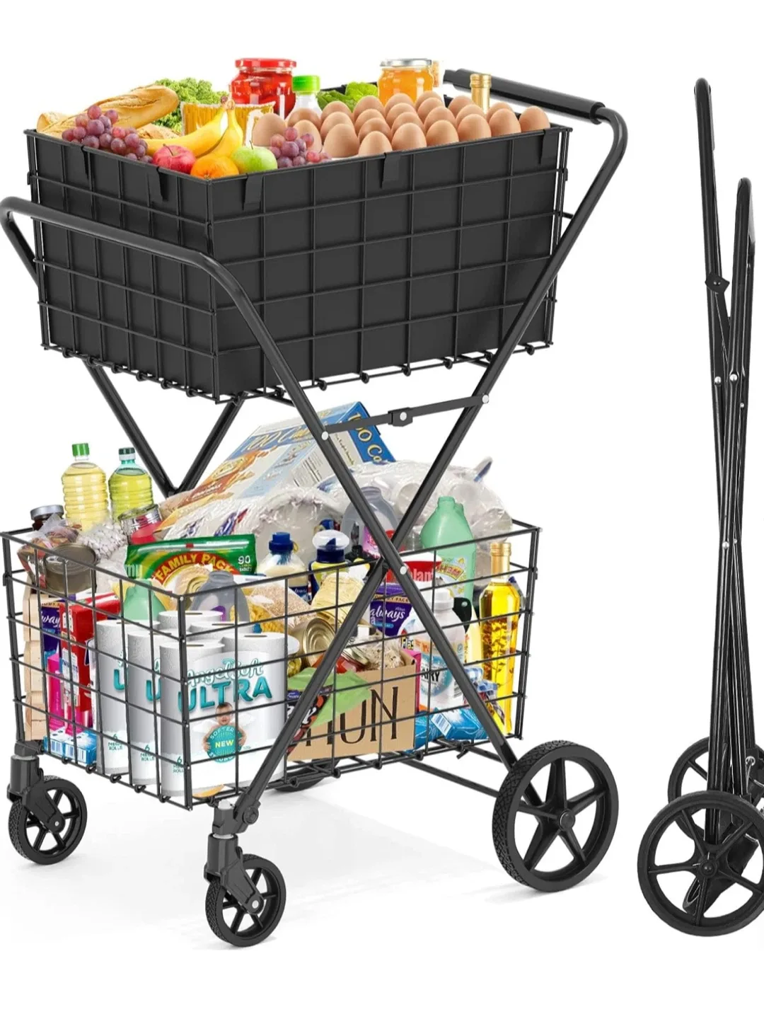 2-Tier Collapsible Shopping Cart thumbnail
